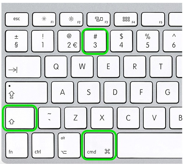 Tổ hợp phím Shift + Command (⌘) + 3 giúp chụp ảnh toàn màn hình Macbook
