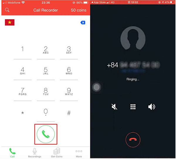 Nhập số điện thoại người cần liên hệ để tiến hành ghi âm cuộc gọi trên iPhone