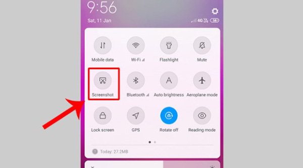 Tính năng chụp ảnh màn hình với biểu tượng hiển thị trong bảng thông báo tích hợp trên một số dòng smartphone Android