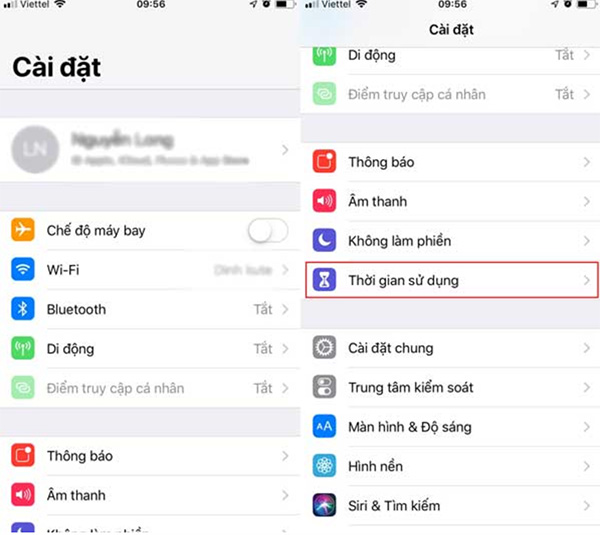 Cài mật khẩu Messenger trên iPhone bằng tính năng Thời gian sử dụng trên iPhone