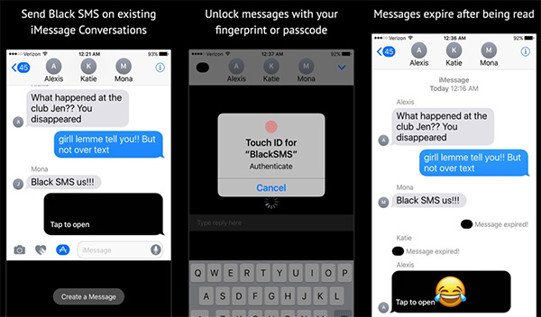 Phần mềm khóa tin nhắn trên iPhone Black SMS