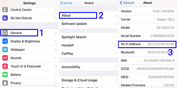 Cách xem địa chỉ MAC trên iPhone