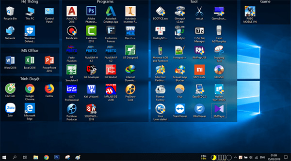 Phần mềm sắp xếp màn hình máy tính Windows Nimi Places