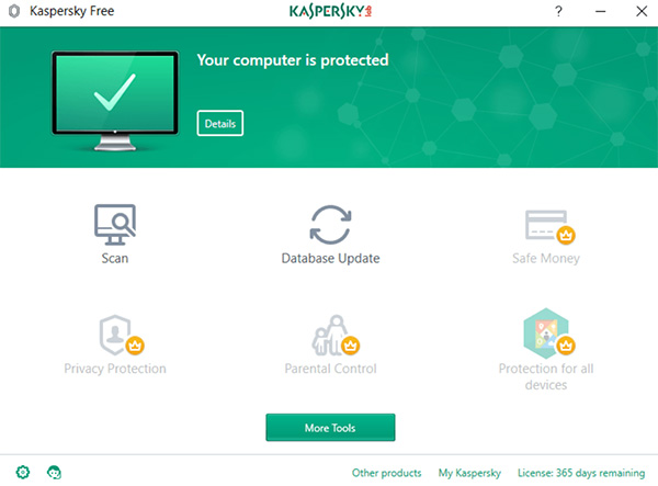 Phần mềm Kaspersky Antivirus nhẹ trên máy tính