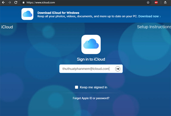 Đăng nhập vào tài khoản iCloud trên máy tính