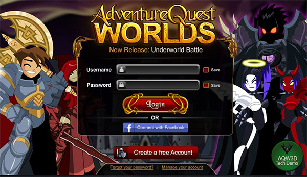 Game 2D online nhập vai Adventure Quest Worlds