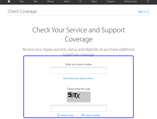kiểm tra IMEI iPhone trên website của Apple