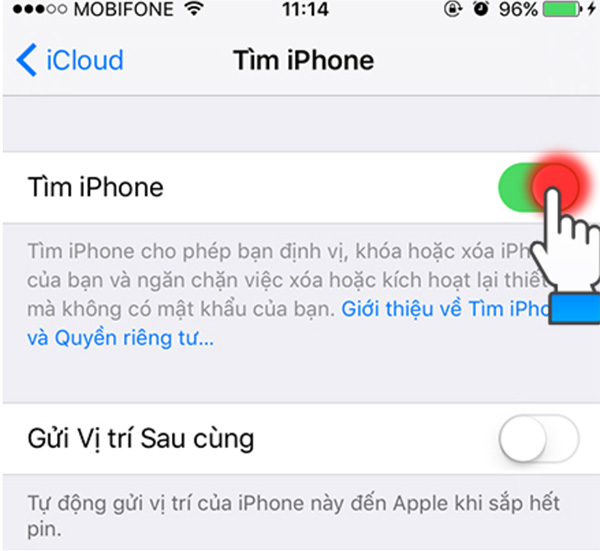 Cách bật tính năng Find My iPhone trên điện thoại