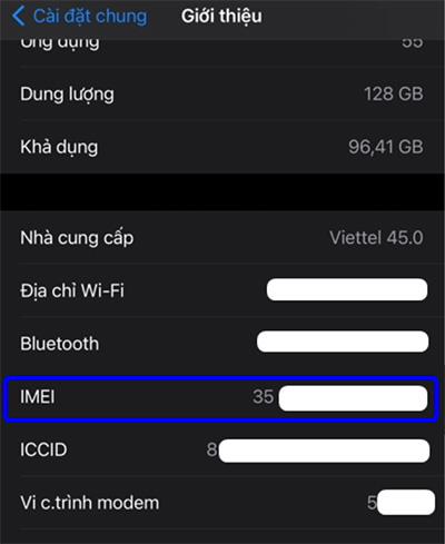 Đây là thông tin số IMEI iPhone