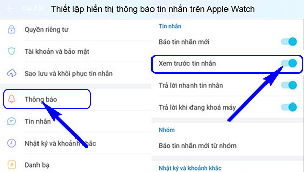 Bật tính năng xem trước tin nhắn Zalo