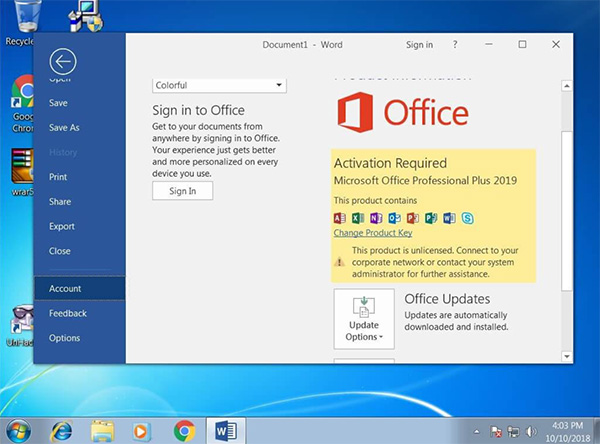 Giao diện Office 2019 Giao diện Office 2019