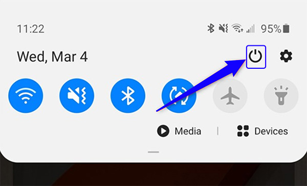 Tắt nguồn điện thoại Samsung Quick Panel
