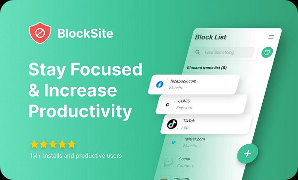 Phần mềm BlockSite chặn web miễn phí 