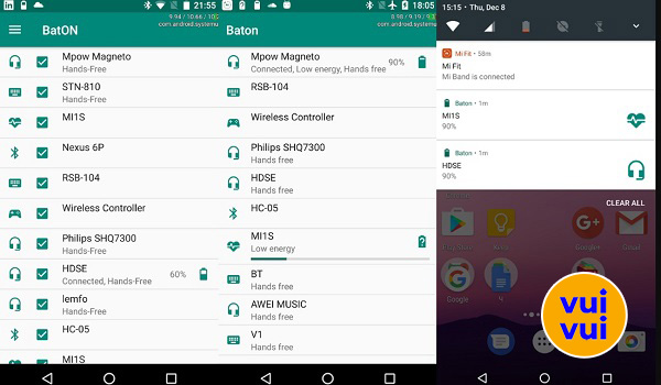 Phần mềm BatOn xem dung lượng pin tai nghe Bluetooth trên Android