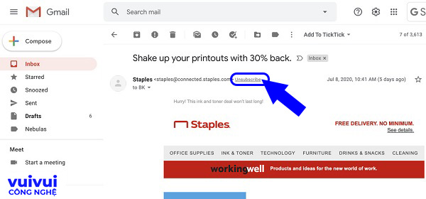 Chặn email quảng cáo đã đăng ký bằng Gmail