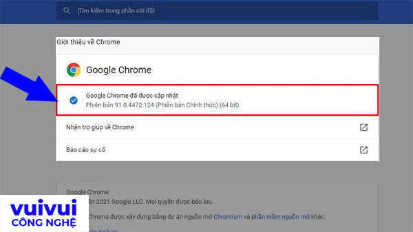 Cập nhật phiên bản mới nhất của Google Chrome