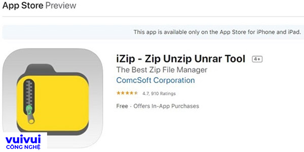 Phần mềm iZip miễn phí cho iPhone