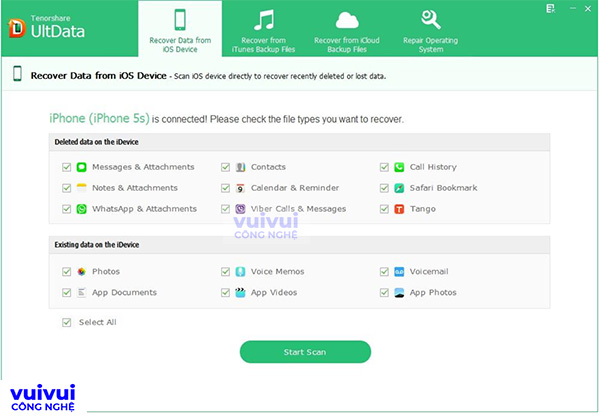 Phần mềm Tenorshare Ultdata iPhone Data Recovery