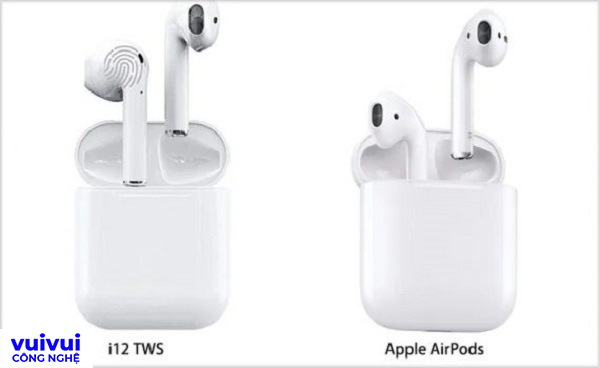 Tai nghe i12 TWS và tai nghe Apple AirPods có thiết kế khá giống nhau