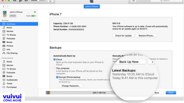 Dùng bản backup khôi phục dữ liệu trên iPhone từ iTunes