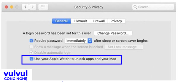 Bật tính năng sử dụng Apple Watch để mở khóa Mac.
