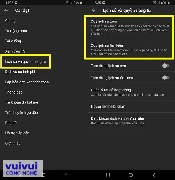 Xóa bộ nhớ đệm Youtube (1)