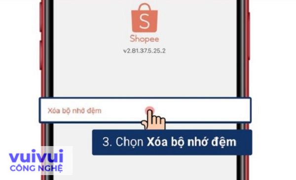 Xoá bộ nhớ đệm shopee (2)