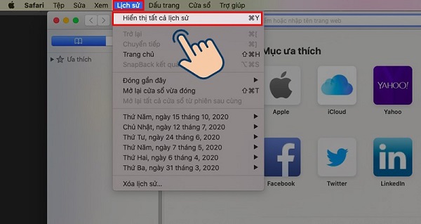 Chọn Hiển thị tất cả lịch sử trình duyệt web trên Safari