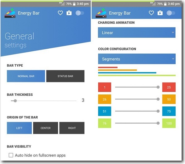 Cách đổi màu pin cho Android bằng phần mềm Energy Bar