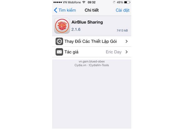 Giao diện AirBlue Sharing