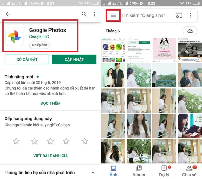 Chuyển hình ảnh qua Google Photos