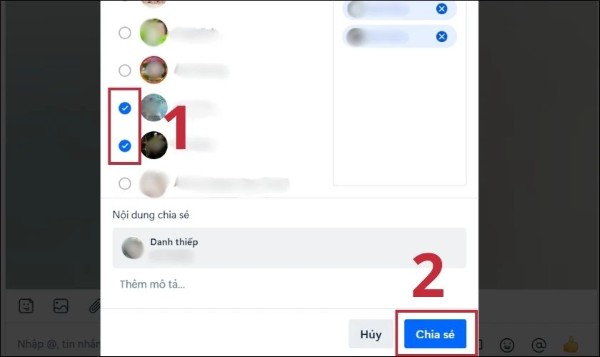 Nhấn Chia sẻ để gửi