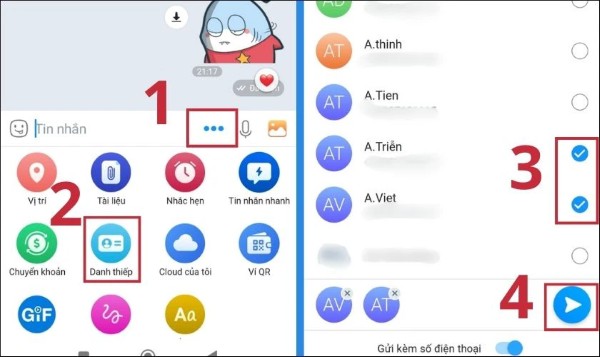 Nhấn vào biểu tượng mũi tên để gửi