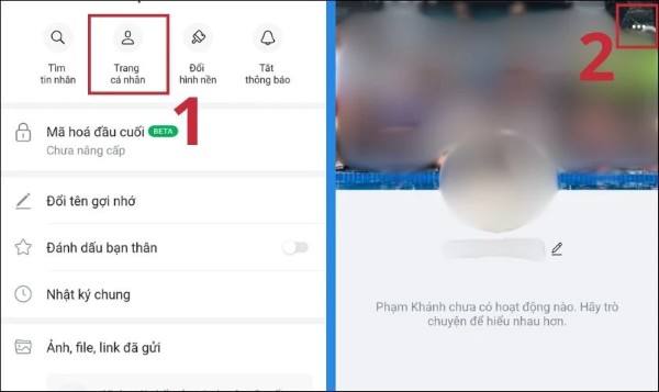 Chọn Trang cá nhân và nhấn biểu tượng ba chấm