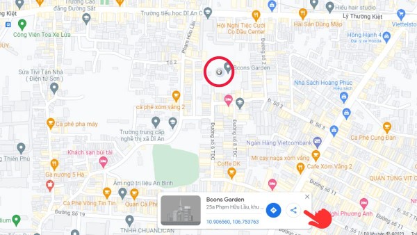 Nhấn biểu tượng màu xanh đánh dấu vị trí của bạn