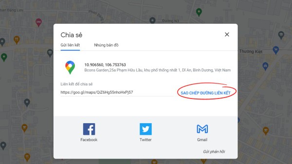 Chọn “Sao chép liên kết”