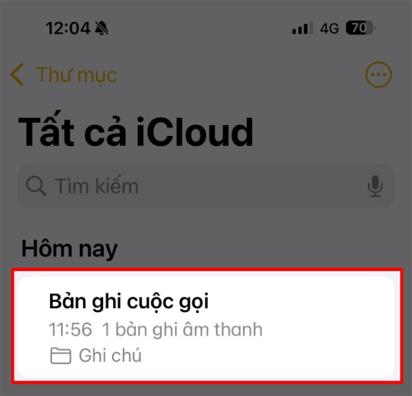 Bản ghi âm sẽ được lưu tại ứng dụng Voice Memos hoặc trong Cuộc gọi 